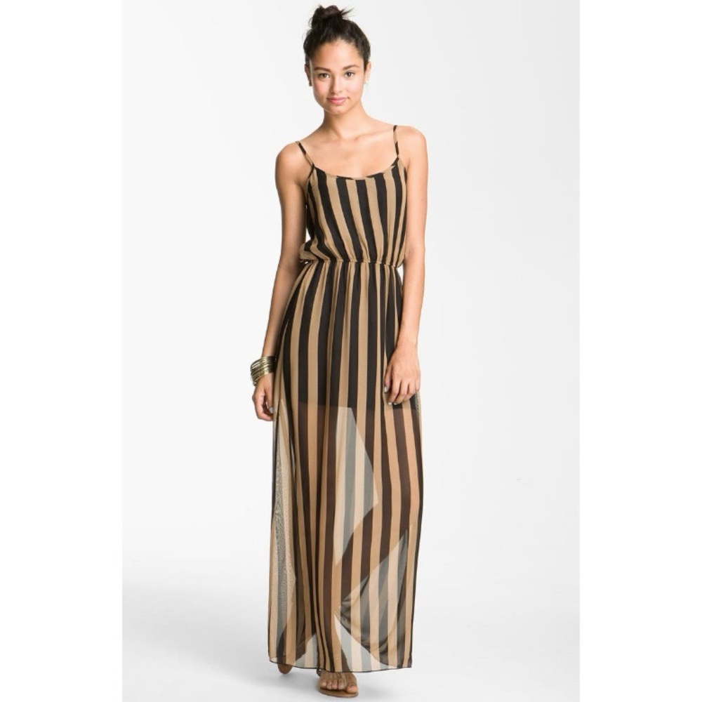 DEE ELLE Black Chiffon Maxi Dress Sheer Layer Size Small - Picture 8 of 10